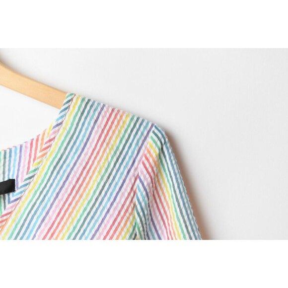 J.CREW V-Neck Rainbow Striped Seersucker Peplum Top Blouse Size 6 NEW - Picture 5 of 13
